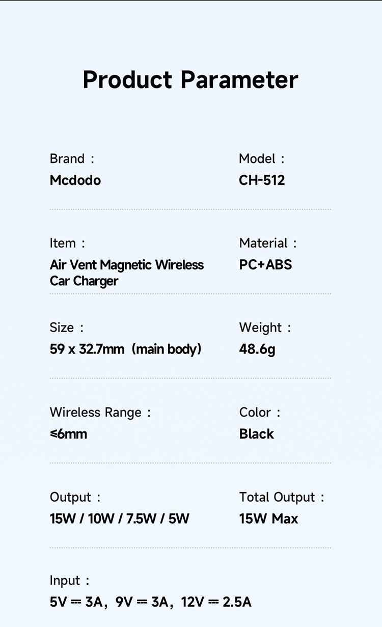 هولدر دریچه کولری و شارژر وایرلس 15وات مک دودو مدل MCDODO CH-5120 بهمراه کابل شارژ + جانبی360