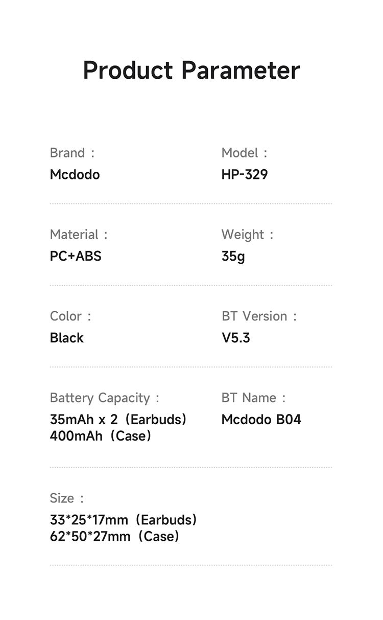 هندزفری بلوتوث مک دودو مدل MCDODO HP-3290 نمایشگر دیجیتال بهمراه کابل شارژ + جانبی360