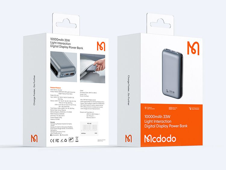 پاوربانک 33 وات ظرفیت 10000 مک دودو مدل MCDODO MC-453 بهمراه کابل شارژ + جانبی360
