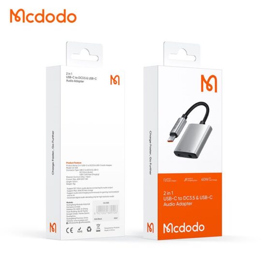 تبدیل تایپ سی به جک 3.5 میلیمتری AUX+پورت تایپ سی مک دودو مدل MCDODO CA-5050