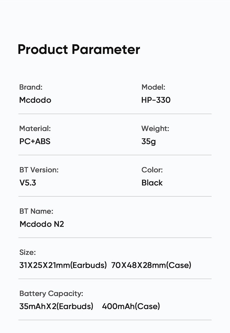 هندزفری بلوتوث مک دودو مدل MCDODO HP-3300 حذف نویز ANC+نمایشگر دیجیتال + جانبی360