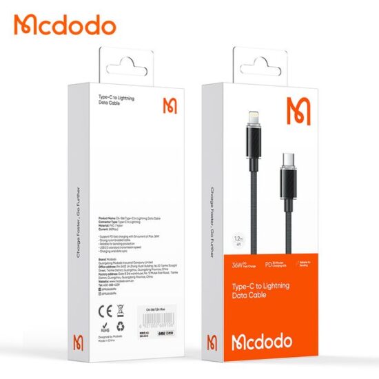 کابل شارژ تایپ سی به لایتنینگ 36واتی مک دودو مدل MCDODO CA-3660 طول 1.2متر
