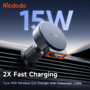 هولدر دریچه کولری وایرلس شارژر 15وات مک دودو مدل MCDODO CH-3000 با کابل جمع شونده