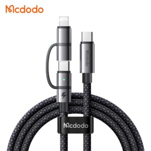 کابل شارژ و انتقال تصویر 100واتی تایپ سی به لایتنینگ+تایپ سی مک دودو مدل MCDODO CA-0450