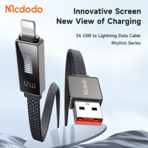 کابل شارژ سریع USB به لایتنینگ 3 آمپر مک دودو مدل MCDODO CA-4970 نمایشگر ضربانی 1.2متر