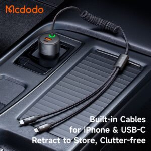 شارژر فندکی 2پورت+2کابل متصل 120وات مک دودو مدل MCDODO CC-0370