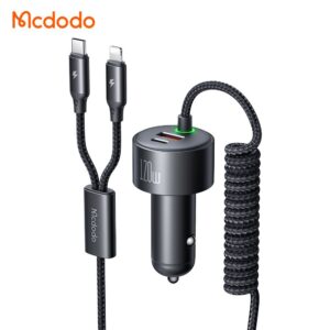 شارژر فندکی 2پورت+2کابل متصل 120وات مک دودو مدل MCDODO CC-0370