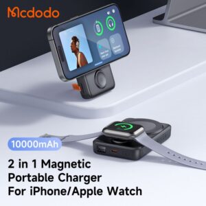 پاوربانک وایرلس+شارژر اپل واچ20وات 10000 مک دودو مدل MCDODO MC-1461 بهمراه کابل شارژ