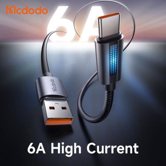 کابل شارژ سریع USB به تایپ سی 100وات 6 آمپر مک دودو مدل MCDODO CA-5180 طول 1.2متر