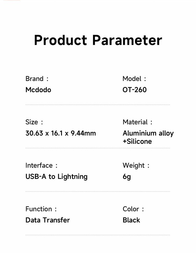 تبدیل OTG یو اس بی USB-A به لایتنینگ مک دودو مدل MCDODO OT-2600 + جانبی360