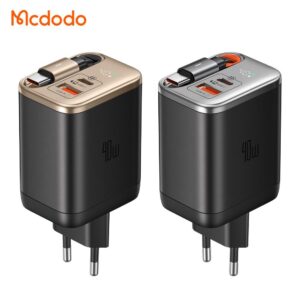 شارژر آداپتور دیواری 3پورت 40وات مک دودو مدل MCDODO CH-428 GaN با کابل جمع شونده تایپ سی
