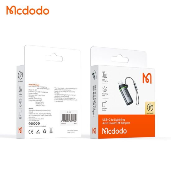 تبدیل پورت تایپ سی به لایتنینگ قطع کن اتومات مک دودو مدل MCDODO OT-2590 Auto Power Off