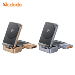 استند شارژر وایرلس 3 کاره تاشو مک دودو Mcdodo CH-519 توان 22.5 وات بهمراه آداپتور 30وات