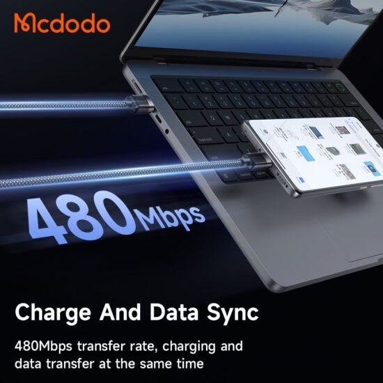 کابل شارژ سریع USB به تایپ سی بدنه مگنتی 100 وات مک دودو مدل MCDODO CA-5650 طول 1.2متر