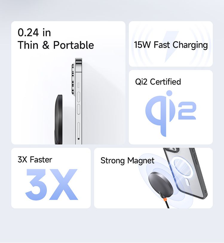 شارژر وایرلس 15 وات مگنتی مک دودو مدل MCDODO CH-286 Qi2 دارای استاندارد شارژ بیسیم وایرلس Qi2 | جانبی360