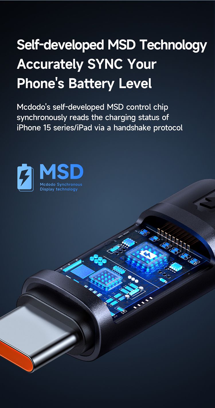 کابل شارژ سریع و انتقال دیتا تایپ سی به تایپ سی 60 وات مک دودو مدل MCDODO CA-578 دارای نمایشگر دیجیتال طول 1.2متر | جانبی360