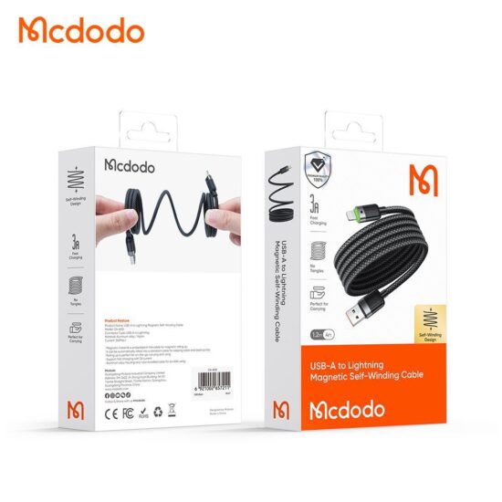 کابل شارژ سریع لایتنینگ 3 آمپر بدنه مگنتی مک دودو مدل MCDODO CA-6000طول 1.2متر