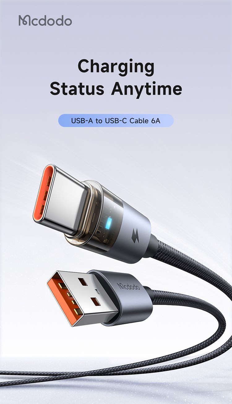 کابل شارژ سریع  انتقال دیتا USB به تایپ سی 100وات 6 آمپر مک دودو مدل MCDODO CA-689 طول 1.2متر  | جانبی360