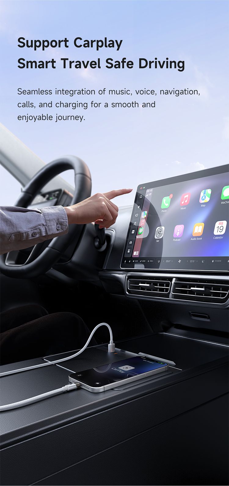 کابل شارژ سریع و انتقال دیتا USB به لایتنینگ 3 آمپر دارای قابلیت CarPlay کارپلی مک دودو مدل MCDODO CA-691 طول 1.2متر | جانبی360