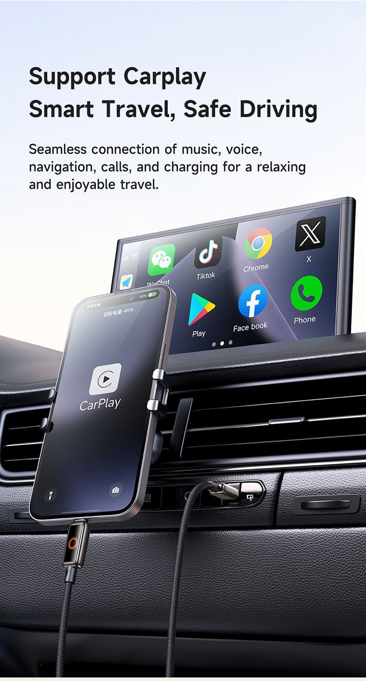 کابل شارژ سریع تایپ سی به لایتنینگ 36 وات 3 آمپر قطع کن اتومات مک دودو مدل MCDODO CA-667 قابلیت کارپلی 1.2متر | جانبی360