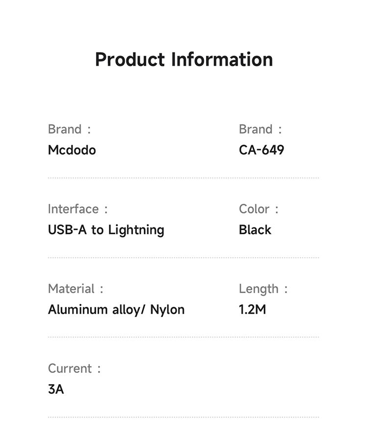 کابل شارژ سریع و انتقال دیتا USB به لایتنینگ 3 آمپر مک دودو مدل MCDODO CA-649 نمایشگر دیجیتال طول 1.2متر | جانبی360