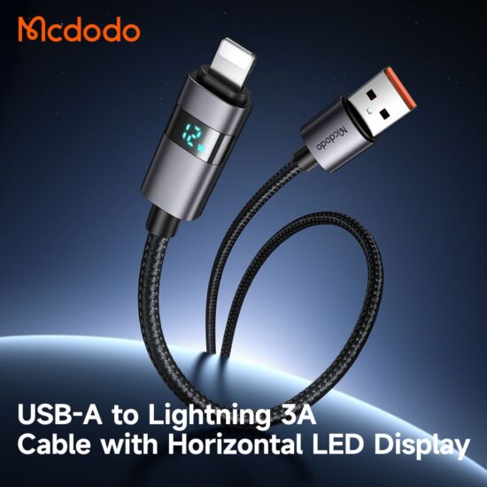 کابل شارژ سریع USB به لایتنینگ 3 آمپر مک دودو مدل MCDODO CA-6490 نمایشگر دیجیتال طول 1.2متر