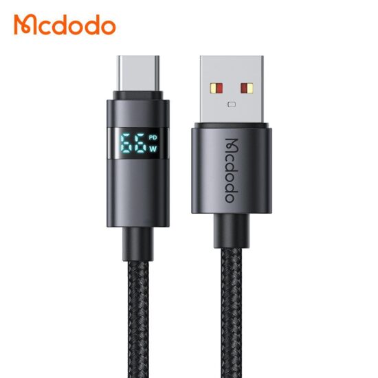 کابل شارژ سریع USB به تایپ سی 100وات 6 آمپر مک دودو مدل MCDODO CA-6520 دارای نمایشگر دیجیتال طول 1.2متر