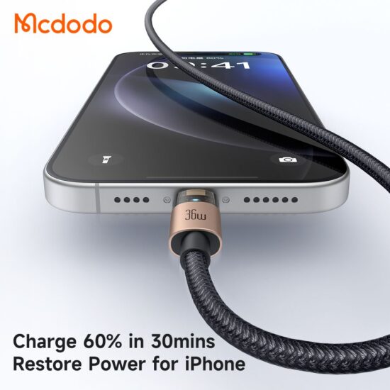 کابل شارژ سریع تایپ سی به لایتنینگ 36 وات کارپلی دودو مدل MCDODO CA-694 طول 1.2متر