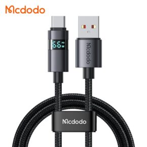 کابل شارژ سریع USB به تایپ سی 100وات 6 آمپر مک دودو مدل MCDODO CA-6520 دارای نمایشگر دیجیتال طول 1.2متر