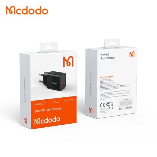 شارژر آداپتور دیواری فست شارژ 2پورت 20 وات مک دودو مدل MCDODO CH-1951