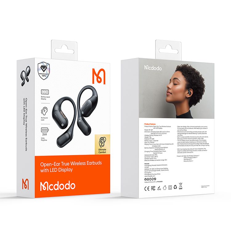 هندزفری بلوتوثی القایی (گوش باز) مک دودو مدل MCDODO HP-007 بهمراه کابل شارژ | جانبی360