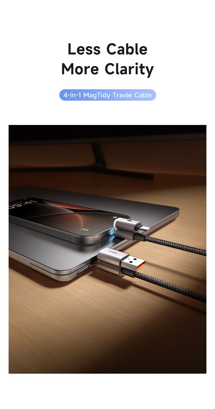 کابل شارژ سریع 60واتی چندسر آهنربایی مگنتی 4 کاره USB-A+لایتنینگ+تایپ سی برند مک دودو مدل MCDODO CA-656 | جانبی360