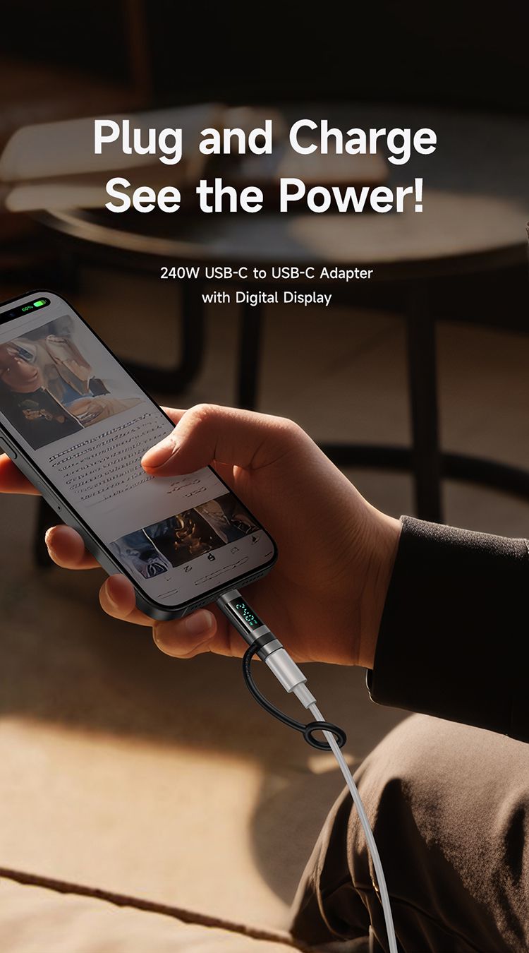 تبدیل نمایشگردار 240 واتی پورت تاپ سی به تایپ سی برند مک دودو مدل MCDODO OT-2620 دارای نمایشگر دیجیتال با قابلیت انتقال دیتا | جانبی360