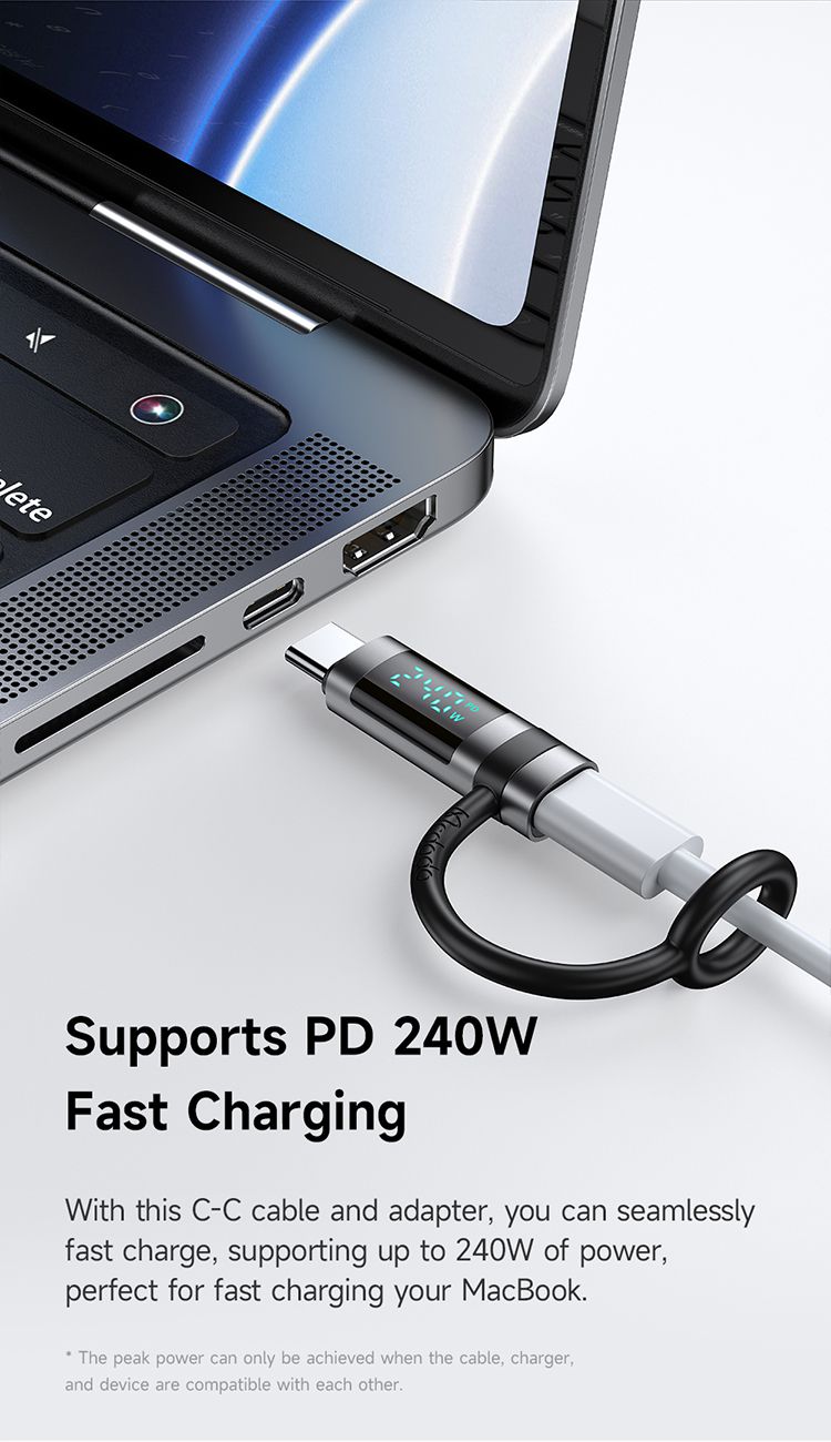 تبدیل نمایشگردار 240 واتی پورت تاپ سی به تایپ سی برند مک دودو مدل MCDODO OT-2620 دارای نمایشگر دیجیتال با قابلیت انتقال دیتا | جانبی360