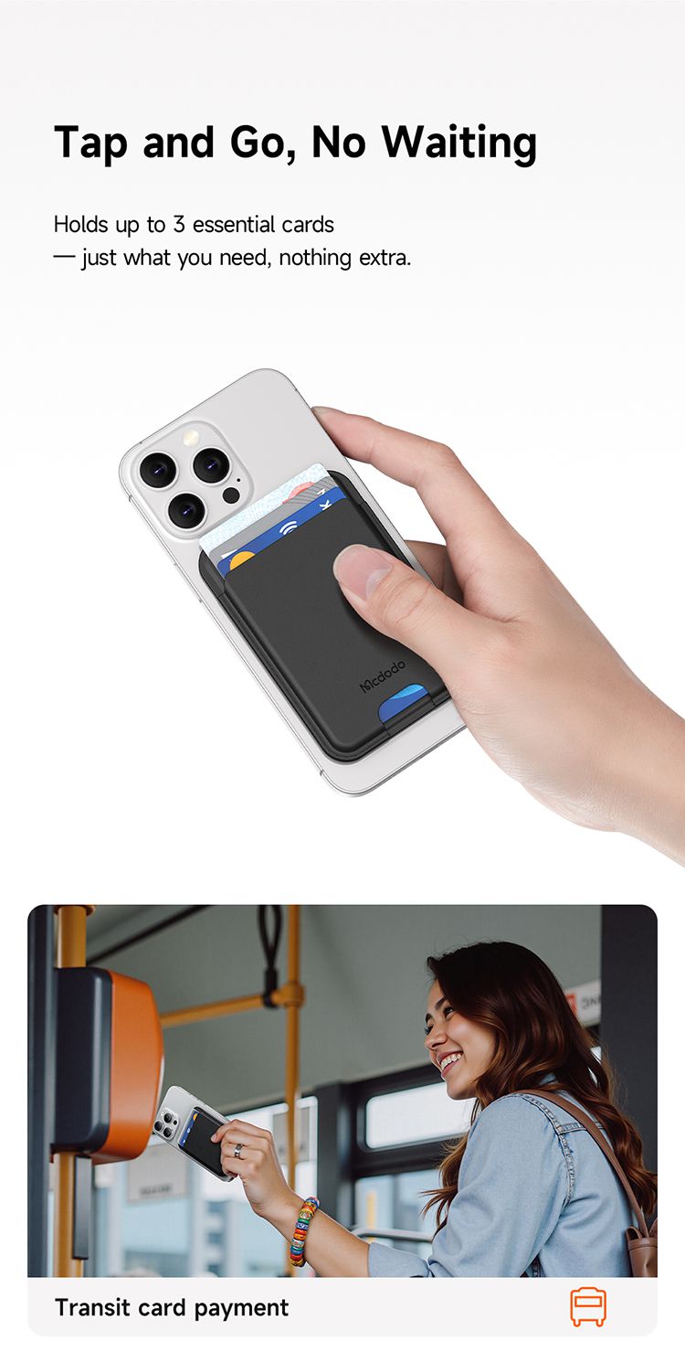 جاکارتی چرمی مگنتی آهنربایی برای پشت موبایل با ظرفیت 3 کارت بانکی برند مک دودو مدل MCDODO WH-792 | جانبی360