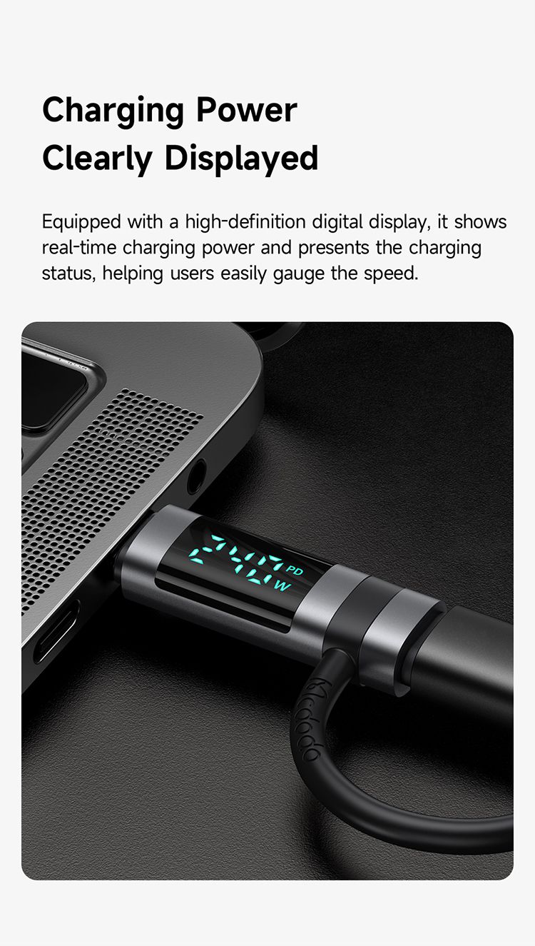 تبدیل نمایشگردار 240 واتی پورت تاپ سی به تایپ سی برند مک دودو مدل MCDODO OT-2620 دارای نمایشگر دیجیتال با قابلیت انتقال دیتا | جانبی360