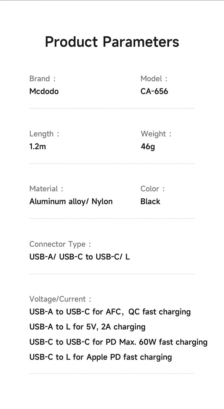 کابل شارژ سریع 60واتی چندسر آهنربایی مگنتی 4 کاره USB-A+لایتنینگ+تایپ سی برند مک دودو مدل MCDODO CA-656 | جانبی360