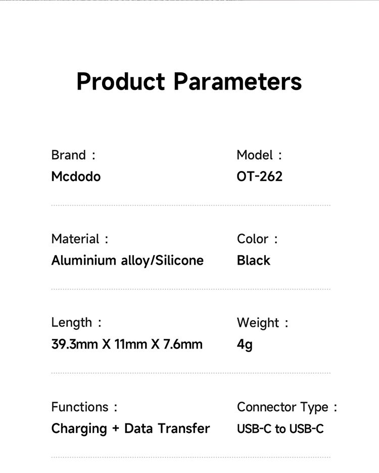 تبدیل نمایشگردار 240 واتی پورت تاپ سی به تایپ سی برند مک دودو مدل MCDODO OT-2620 دارای نمایشگر دیجیتال با قابلیت انتقال دیتا | جانبی360