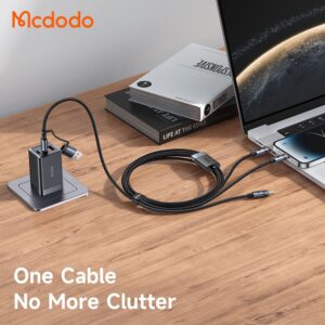 کابل شارژ 2 به 3 چندکاره میکرو+لایتنینگ+تایپ سی 100 وات مک دودو مدل MCDODO CA-7260 طول 1.2متر