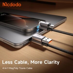 کابل شارژ چندسر 60وات مگنتی 4 کاره USB-A+لایتنینگ+تایپ سی مک دودو مدل MCDODO CA-6560