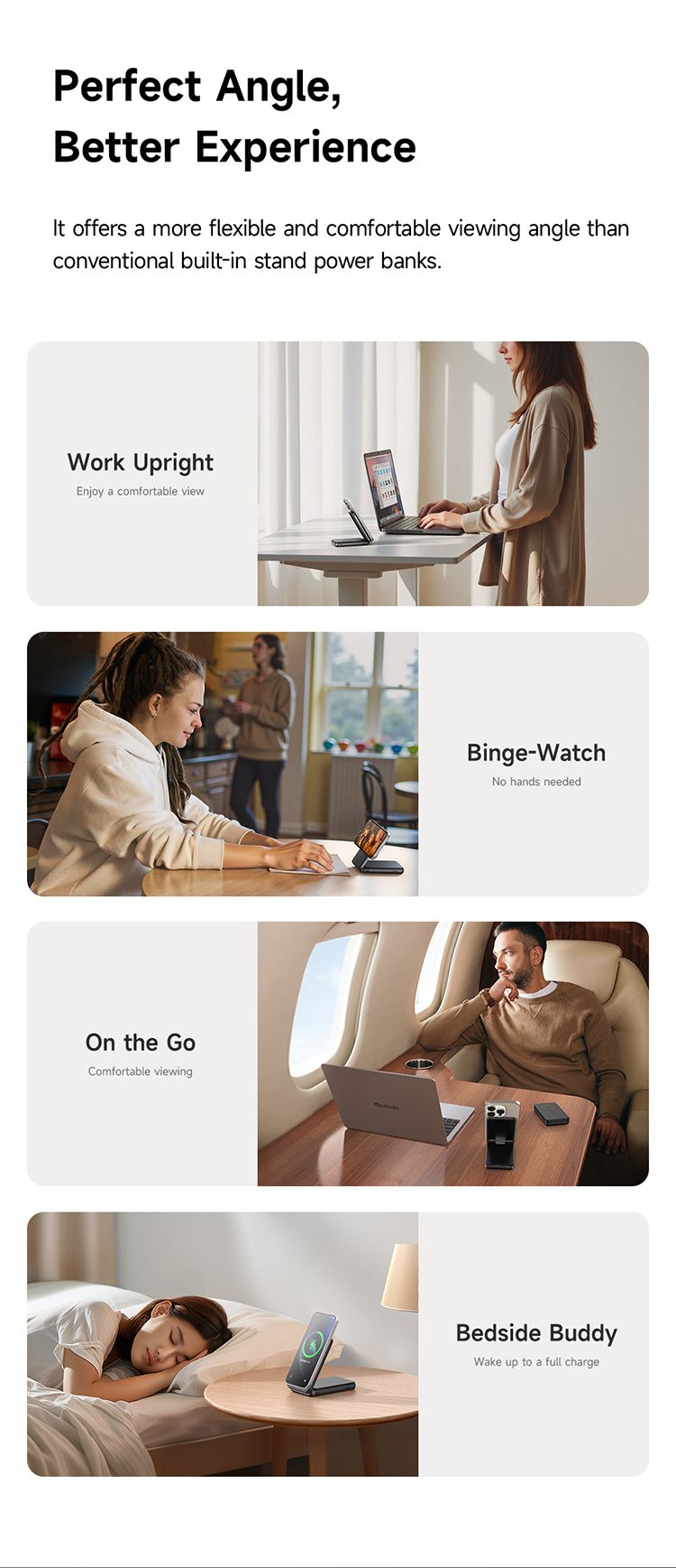 پاوربانک و استند وایرلس شارژر توان شارژ 20وات ظرفیت 10000 برند مک دودو مدل MCDODO MC-631 Qi2 | جانبی360