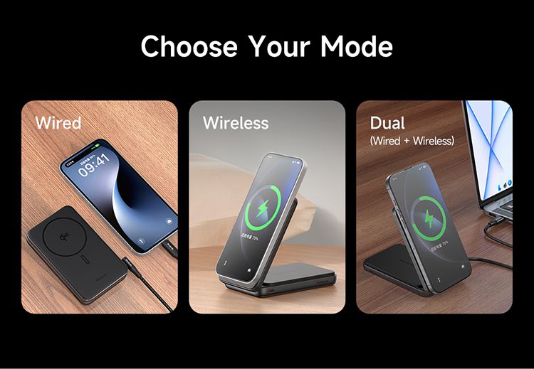 پاوربانک و استند وایرلس شارژر توان شارژ 20وات ظرفیت 10000 برند مک دودو مدل MCDODO MC-631 Qi2 | جانبی360