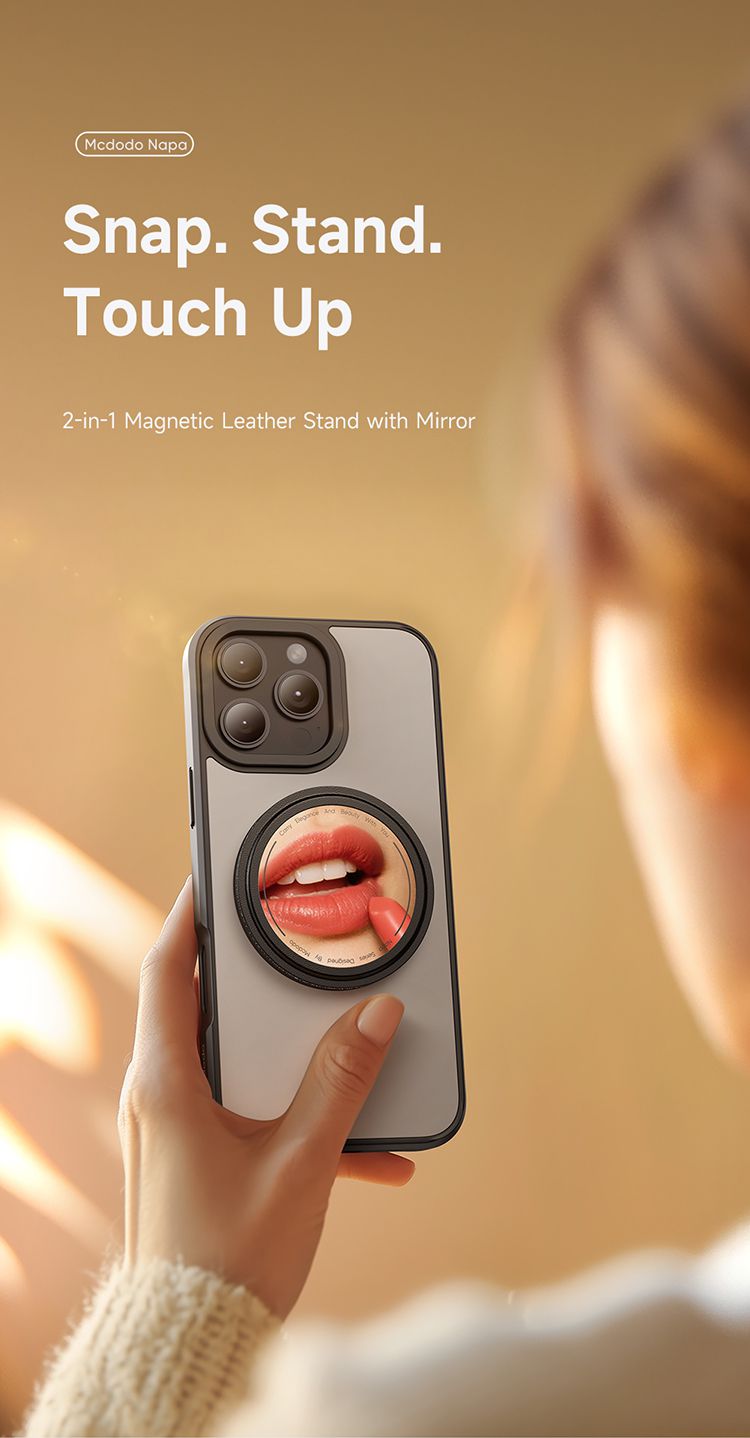 پاپ سوکت و هولدر انگشتی مگنتی آهنربایی بهمراه آیینه جهت آرایش و میکاپ از برند مک دودو مدل MCDODO MR-791 | جانبی360