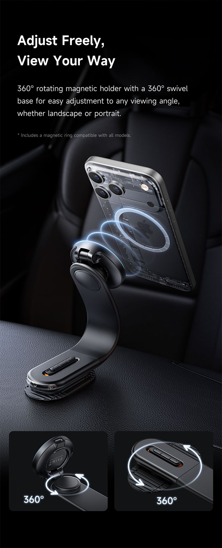 هولدر وایرلس شارژ مگنتی آهنربایی خم شونده و قابل انعطاف برای موبایل از برند مک دودو مدل MCDODO CH-629 براینصب بر روب کلیه داشبوردهای خودرو | جانبی360 هولدر وایرلس شارژ مگنتی آهنربایی خم شونده و قابل انعطاف برای موبایل از برند مک دودو مدل MCDODO CH-629 براینصب بر روب کلیه داشبوردهای خودرو | جانبی360