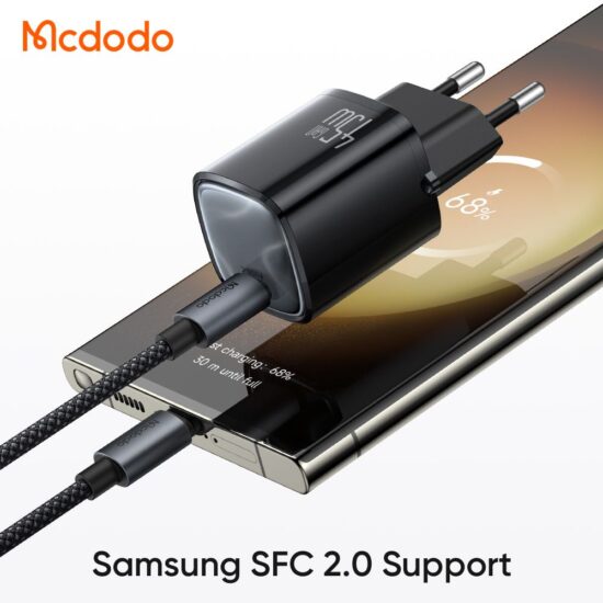 شارژر آداپتور دیواری مینی 45وات بهمراه کابل شارژ مک دودو مدل MCDODO CH-443 GaN with Cable