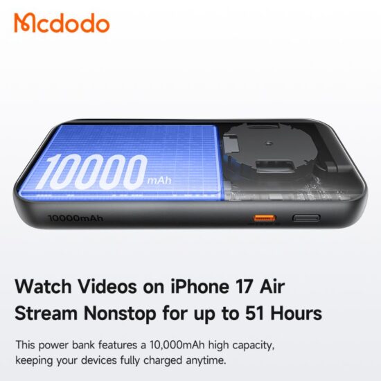 پاوربانک 35وات ظرفیت 10000 مک دودو مدل MCDODO MC-0730 بهمراه کابل شارژ جمع شونده تایپ سی