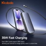 پاوربانک 35وات ظرفیت 10000 مک دودو مدل MCDODO MC-0730 بهمراه کابل شارژ جمع شونده تایپ سی