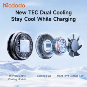 شارژر وایرلس مگنتی 25وات+فن خنک کننده جدیدترین تکنولوژی Qi2.2 برند مک دودو مدل MCDODO CH-8410