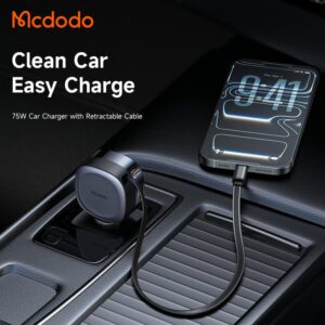 شارژر فندکی 75وات 3 پورت با کابل متصل تایپ سی مک دودو مدل MCDODO CC-1560