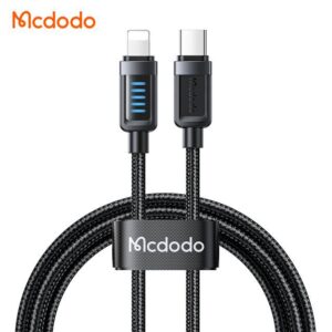 کابل شارژ سریع و انتقال دیتا تایپ سی به لایتنینگ 36 وات مک دودو مدل MCDODO CA-0340 نمایشگردار طول 1.2متر